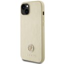 GUESS Leather 4G Metal Logo Strass case for iPhone 15 Gold