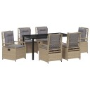 7-Delt hage spisebordsett Beige Poly rotting