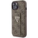Guess Grip Stand 4G Triangle Strass Mobildeksel for iPhone 15 - Brun