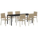 7 Delt Hagemøbelsett Beige Poly Rattan