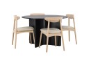 Rund spisegruppe Tyresö 120 cm rund med 4 Ven stoler - Svart/Whitewash