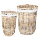 vidaXL Vaskekurv med lokk 2 pcs Naturlig grå Kubu Rattan