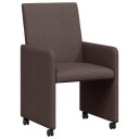  Spisebordsstoler med hjul 2 pcs Mørkebrun 57 x 66 x 94 cm stoff