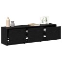 TV skap med LED lamper med skuff Svart Eik 140 x 34 x 40 cm