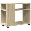  Sidebord med hjul sonoma eik 70x35x60 cm konstruert tre 8721158360137