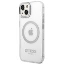 Guess iPhone 14 Plus 6,7" Hardt Deksel med MagSafe - Sølv Metall Outline