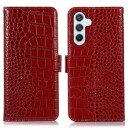 Samsung Galaxy S23 FE Crocodile Series Lommebok-deksel i Lær med RFID Rød