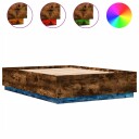  Sengeramme med LED-lys røkt eik 140x200 cm konstruert tre 8721012273504