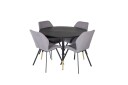 Venture Home Dipp Spisegruppe 115 cm Rund med 4 Gemma Stoler Sort/Guld