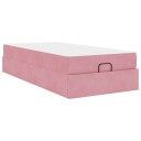  Sengeramme med madrass 2 pcs Rosa Fløyel