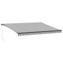  Manuell uttrekkbar markise med LED antrasitt og hvit 450x350 cm