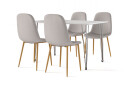 Scandinavian Choice Kranstull Spisebord 120 cm + 4 stk Naira stol grå med eikeben   Hvit/Grå