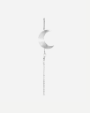 Half Moon Earring with pearl chain Right Silver