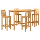 vidaXL Ute Barsett 5 pcs Naturlig Massivt Teaktre