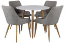 Venture Design Polar & Plaza spisegruppe Hvit/grå 4 st stoler & bord 90 cm