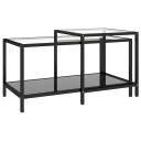 vidaXL Tebord 2 stk herdet glass svart