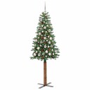  Slim juletre med 300 LED grønn 180 cm PVC og Massivt Furu tre