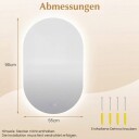 Opplyst speil med dimbar 3 fargers temperatur og antidugg 80x50 cm