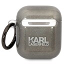 Karl Lagerfeld Kla2hnkctgk Airpods 1/2-Ett Deksel, Svart/Sort Glitter Karl&Choupette