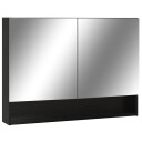vidaXL Speilskap med LED svart 80x15x60 cm MDF
