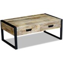  Kaffebord med 2 Skuffer Solid Mangotre 100x60x40 cm