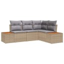 vidaXL Hagesofa Set 4 stk. 4-Antall seter Beige og lys grå Polyrattan