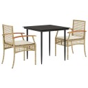  Hagespisegruppe med puter 3 deler beige polyrotting 3213624