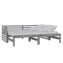 vidaXL Uttrekkbar dagseng grå heltre furu 2x(90x200) cm