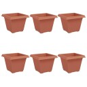vidaXL Firkantet Blomsterpotte 6 pcs Klinker Rød 38 x 38 x 30 cm Plast
