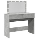  Sminkebord med LED betonggrå 100x40x120 cm