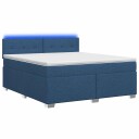 vidaXL Box Spring Seng med Madrass og LED Blå 160 x 200 cm Stoff