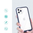 Hurtel Gjennomsiktig 3-i-1-etui for iPhone 11 Pro Max blå ramme Geldeksel