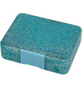Yumbox Twinkle Aqua Glitter / Clear Blue Tray Snack Size Small Bento Lunch Box