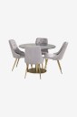 Venture Home   Spisegruppe Estelle med 4 spisestoler Velvet Deluxe   Grå