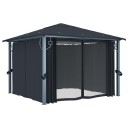 vidaXL Paviljong med gardin 300x300 cm antrasitt aluminium