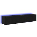  TV Veggskap med LED Lys 2 stk Svart Eik 80x35x31 cm