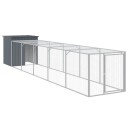 Vidaxl Hønsebur Med Gård Antrasitt 110X609X110 cm Galvanisert Stål