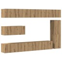  TV-skapsett 7 deler veggmontert artisan eik konstruert tre 8721158761088