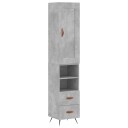 vidaXL Highboard betonggrå 34,5x34x180 cm konstruert tre 8720845496593