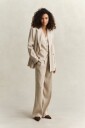 Gant Blazer i linblanding med nålestriper OAT BEIGE 34
