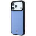 Mercedes-etui i skinn/mesh m. sløyfe og MagSafe til iPhone 18 Pro Max/17 Pro Max – blå