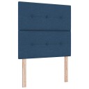  Box Spring Seng med Madrass & LED Blå 90x200 cm Stoff