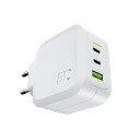 Green Cell 65W PowerGaN Lader med 2x USB-C og 1x USB-A - Hurtiglading, Hvit