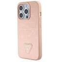 Guess Hardcase til iPhone 15 Pro Max med Krokodillemønster og Metall-Logo Rosa