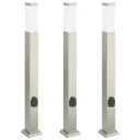 vidaXL Pullertlamper med stikkontakt 3 stk 80 cm rustfritt stål IP44