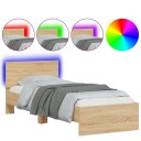  Sengeramme med hodegavl og LED-lys sonoma eik 75x190 cm 8721012241930
