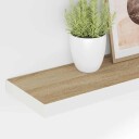 vidaXL Flytende vegghyller 4 stk eik og hvit 90x23,5x3,8 cm MDF