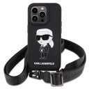 Karl Lagerfeld Hardcase Crossbody for iPhone 15 Pro Max 6.7" - Black Silikon