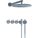 Vola 5471S-061 dusjtermostat, med hode- og hånddusj, messing natur