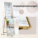 160 x 40 cm speil i full lengde 2 i 1 stående speil og veggspeil laget av bruddsikkert glass gull
